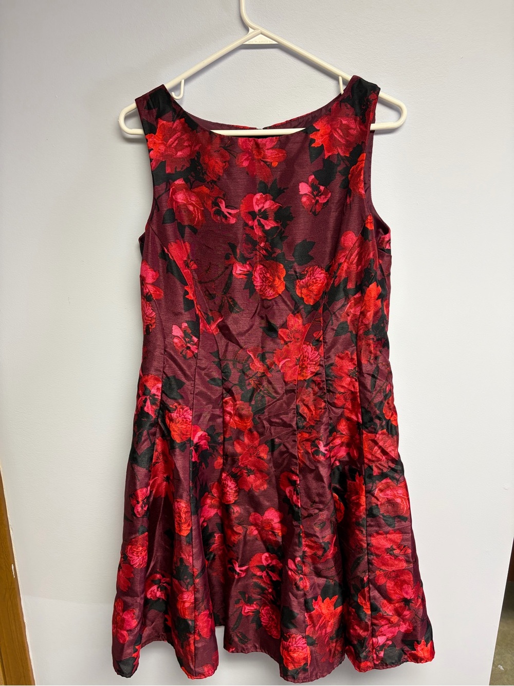 Julian Taylor Floral Red Cocktail Dress - Sleeveless A-Line